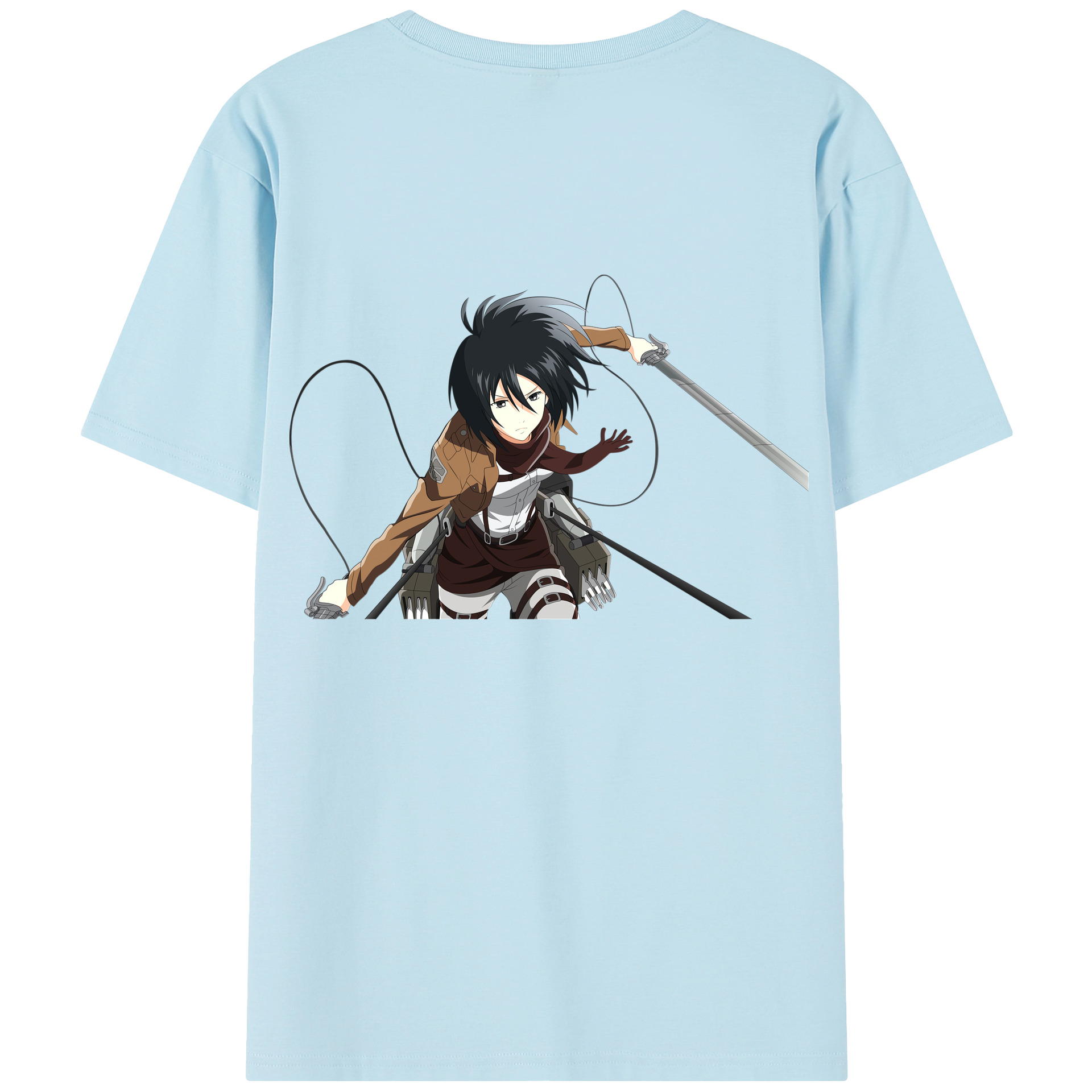 （画像用） 進撃の巨人 ミカサ·アッカーマン Attack on Titan Mikasa Ackerman 綿100％半袖Tシャツ（背面プリント）